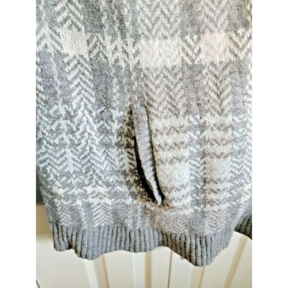 Lands End Cardigan Wrap Wool‎ Cashmere Blend Plaid PM 10-12 Petite Medium Gray - Picture 5 of 7